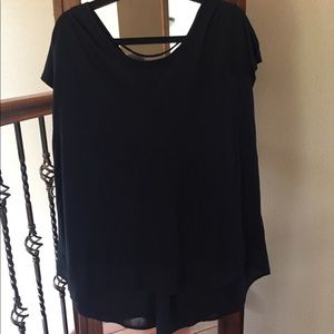 Black loose tee with lace on back